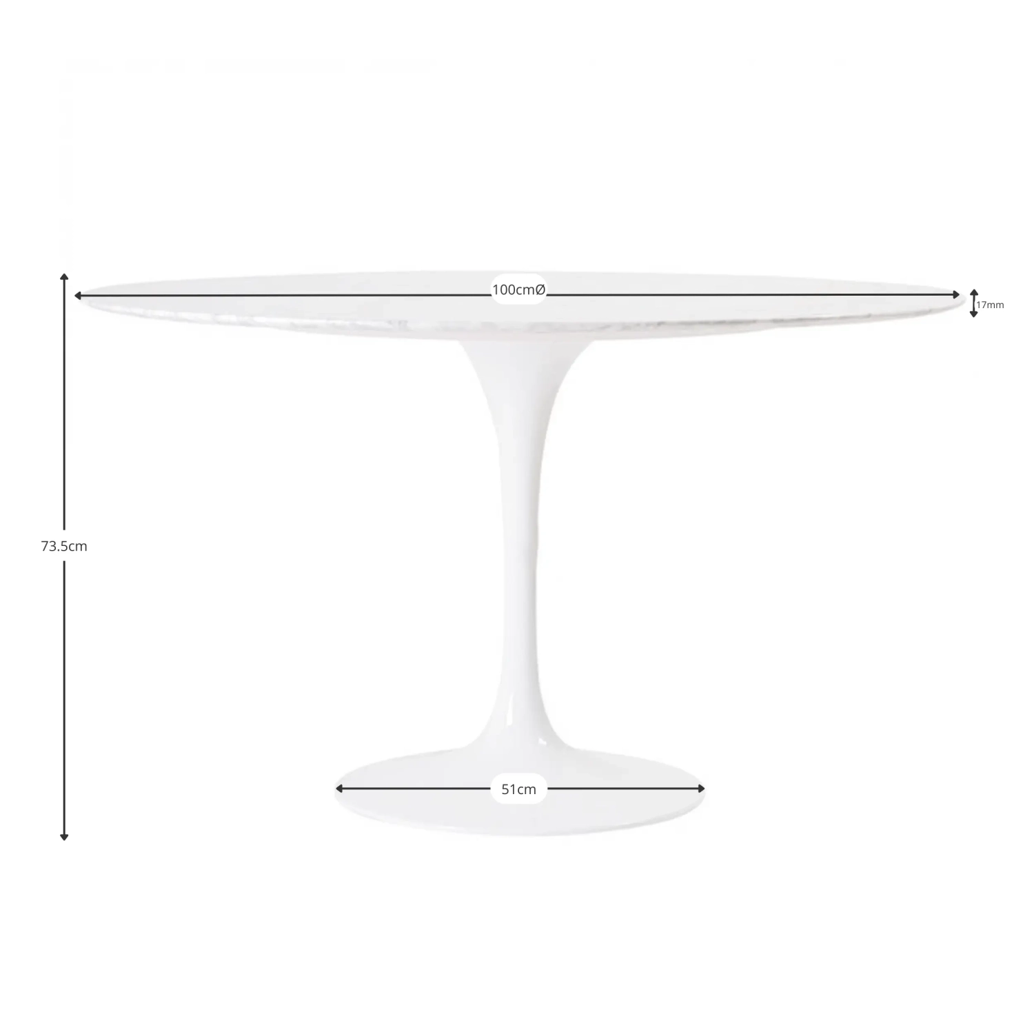 Inspiratie Tulip 100Ø Design Tafel in Carrara Marmer - Meubeldesign