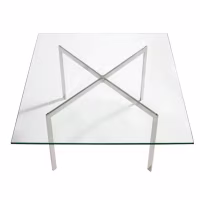 Table Mies Van Der Rohe 100x100cm : Verre trempé et acier inoxydable