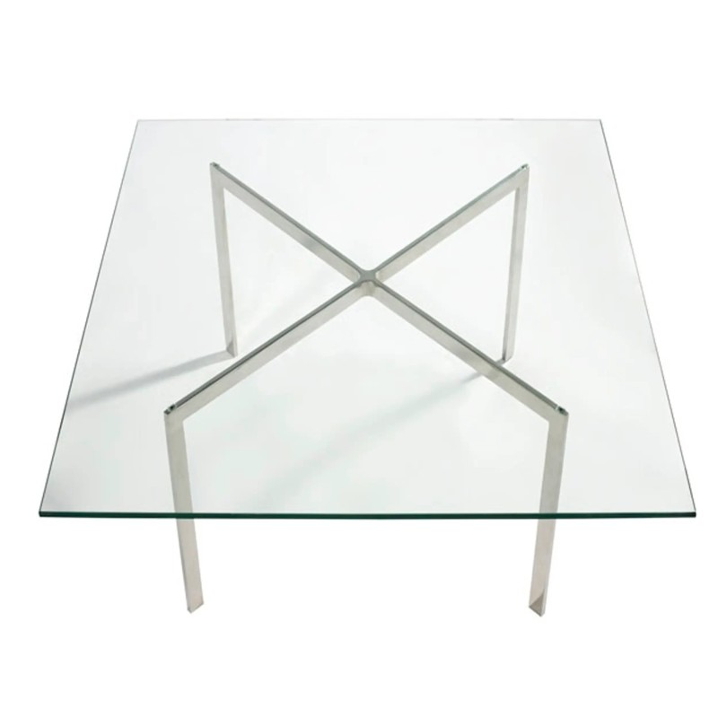 Mies Van Der Rohe Table 100x100cm | Tempered Glass & Stainless Steel