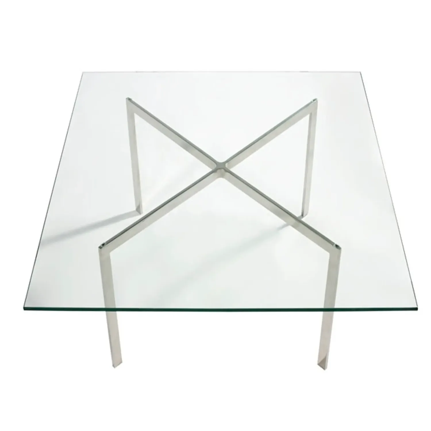 Table Mies Van Der Rohe 100x100cm : Verre trempé et acier inoxydable