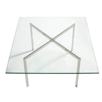 Mies Van Der Rohe Tisch 100x100cm : Gehärtetes Glas und rostfreier Stahl