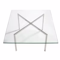 Table Mies Van Der Rohe 100x100cm : Verre trempé et acier inoxydable
