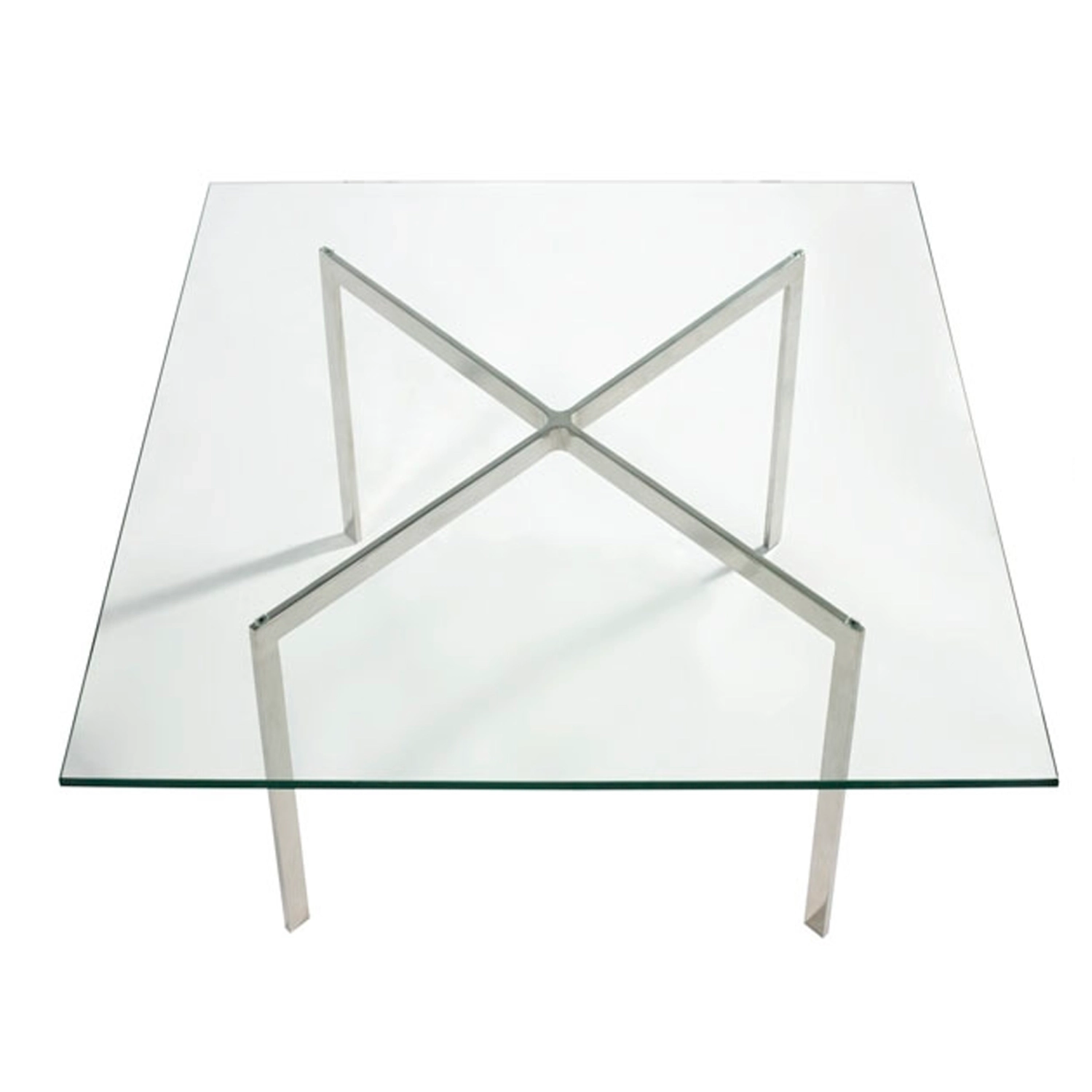 Mies Van Der Rohe Tisch 100x100cm : Gehärtetes Glas und rostfreier Stahl