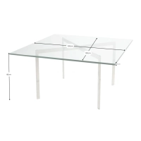 Mesa Mies Van Der Rohe 100x100cm | Cristal Templado y Acero Inoxidable