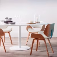 Chaise en bois d'érable contreplaqué Nordic avec coussin en simili cuir | Style Scandinave