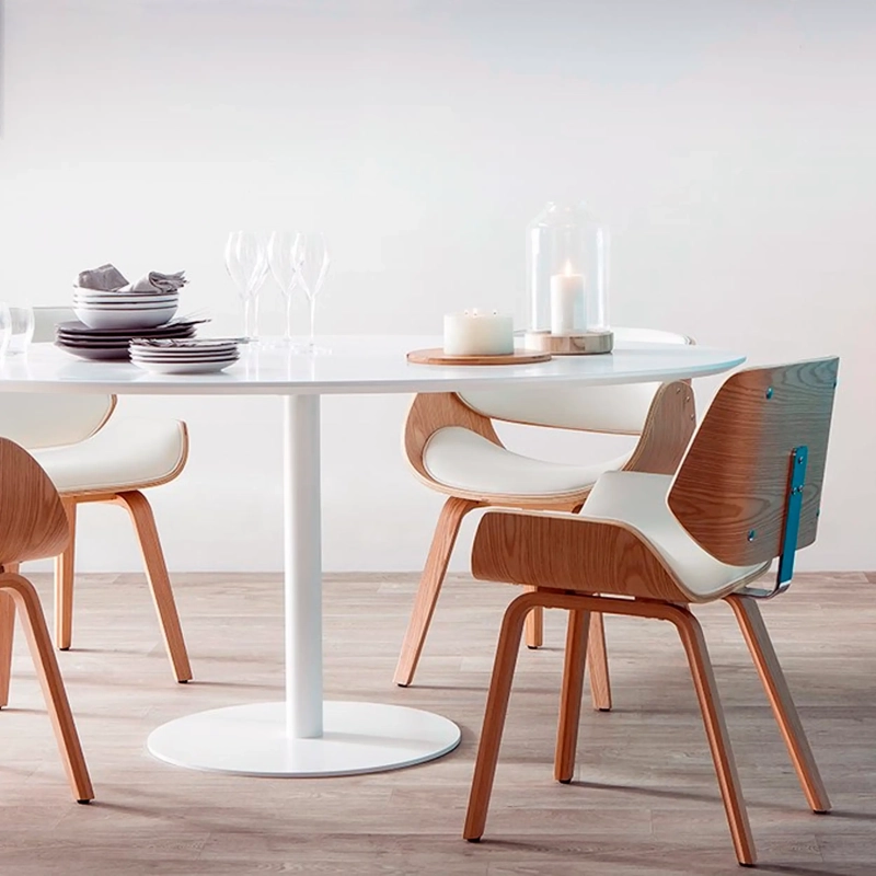 Sedia in legno compensato d'acero Nordic con cuscino in similpelle | Stile Scandinavo
