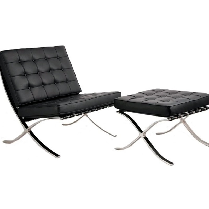 Inspiración Barcelona Chair con Reposapies en Polipiel - MuebleDesign