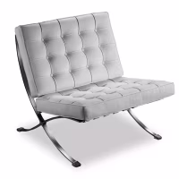 Chaise Barcelona Chair avec Ottoman en Simili Cuir - Meubles Concept
