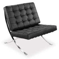 Barcelona Chair mit Ottoman aus Kuntsleder - Design Sessel - Mobelarium