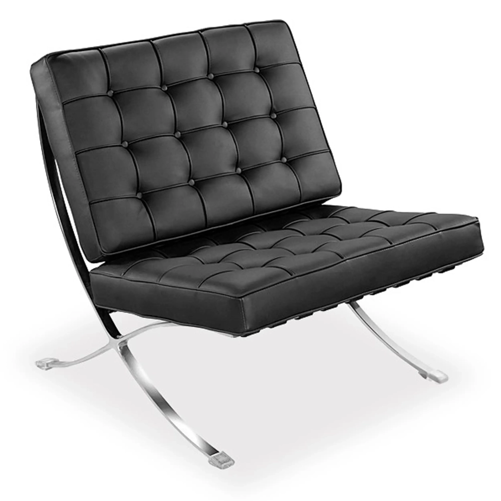 Chaise Barcelona Chair avec Ottoman en Simili Cuir - Meubles Concept