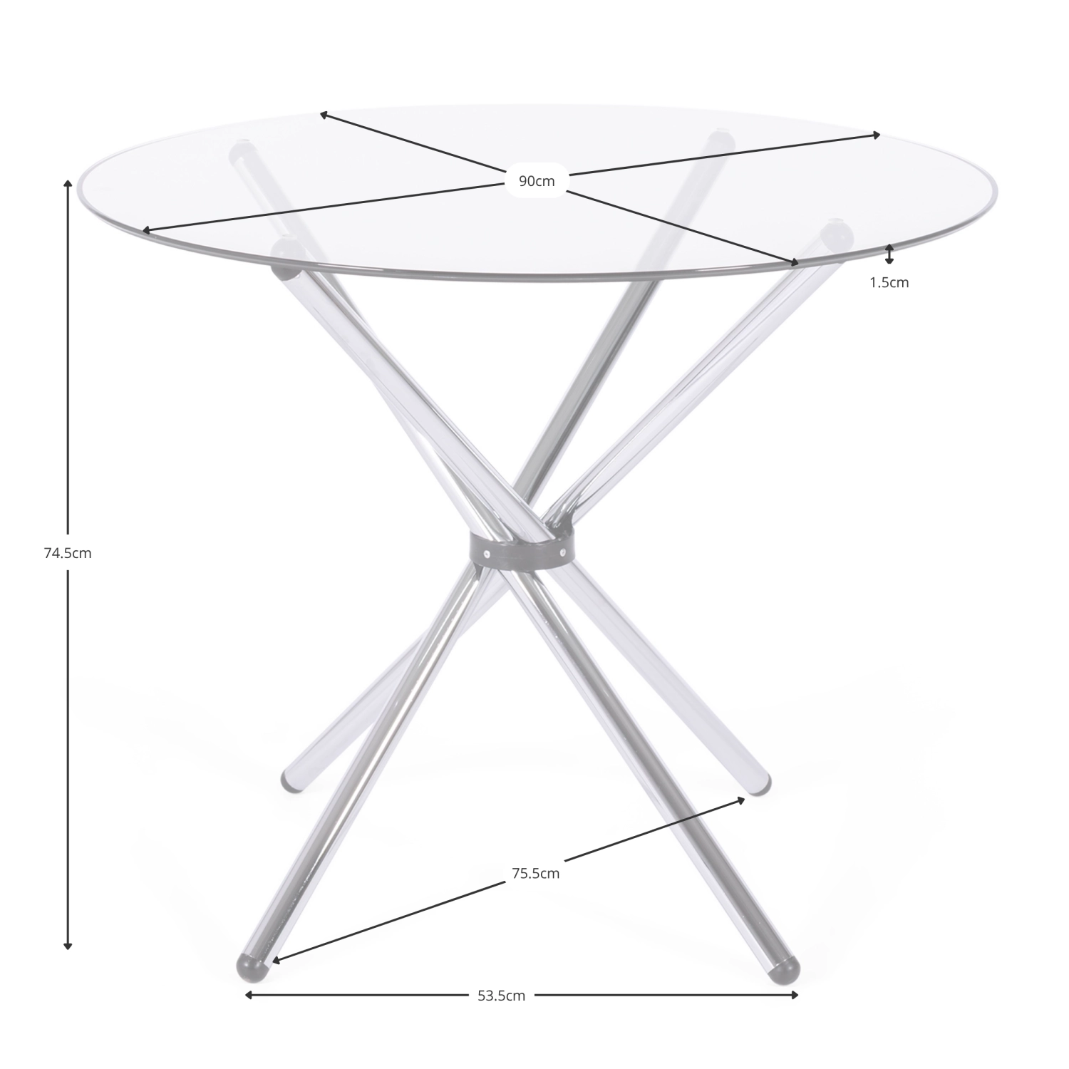 Ronde Glazen Tafel 80 cm | Modern Ontwerp voor Keuken & Eetkamer