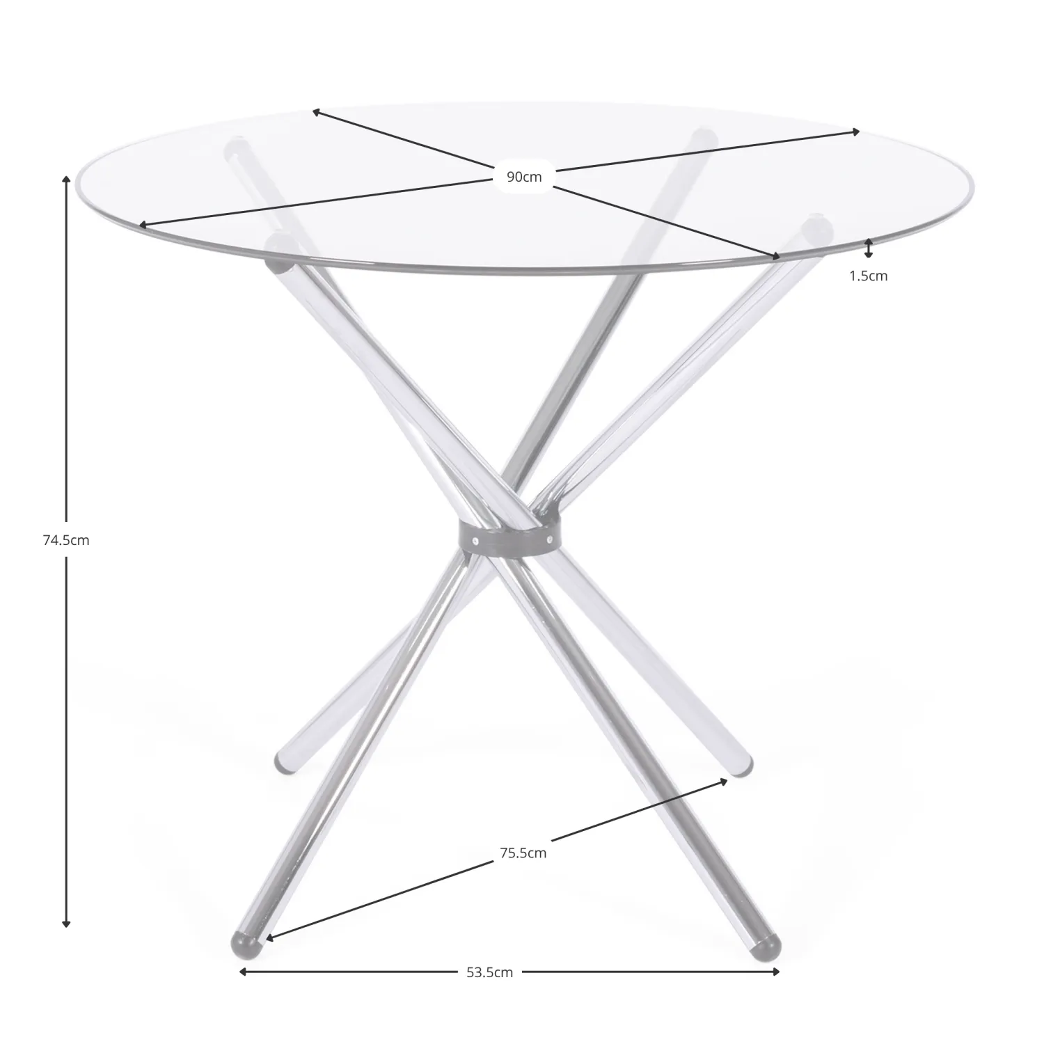 Table ronde en verre 80 cm | Design moderne pour cuisine et salle à manger