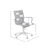 Cadeira de escritório com encosto baixo | Design moderno em imitação de pele e aço cromado