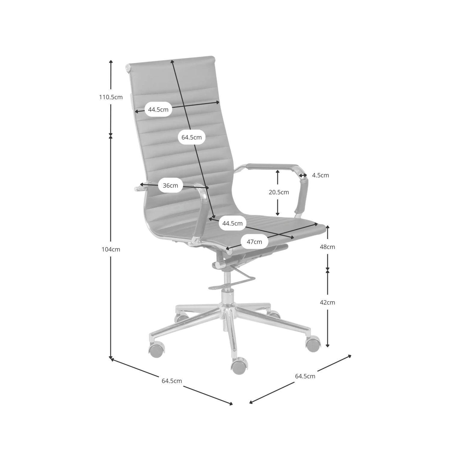 Cadeira de escritório de trabalho com encosto alto | Ergonomia e design moderno em imitação de pele