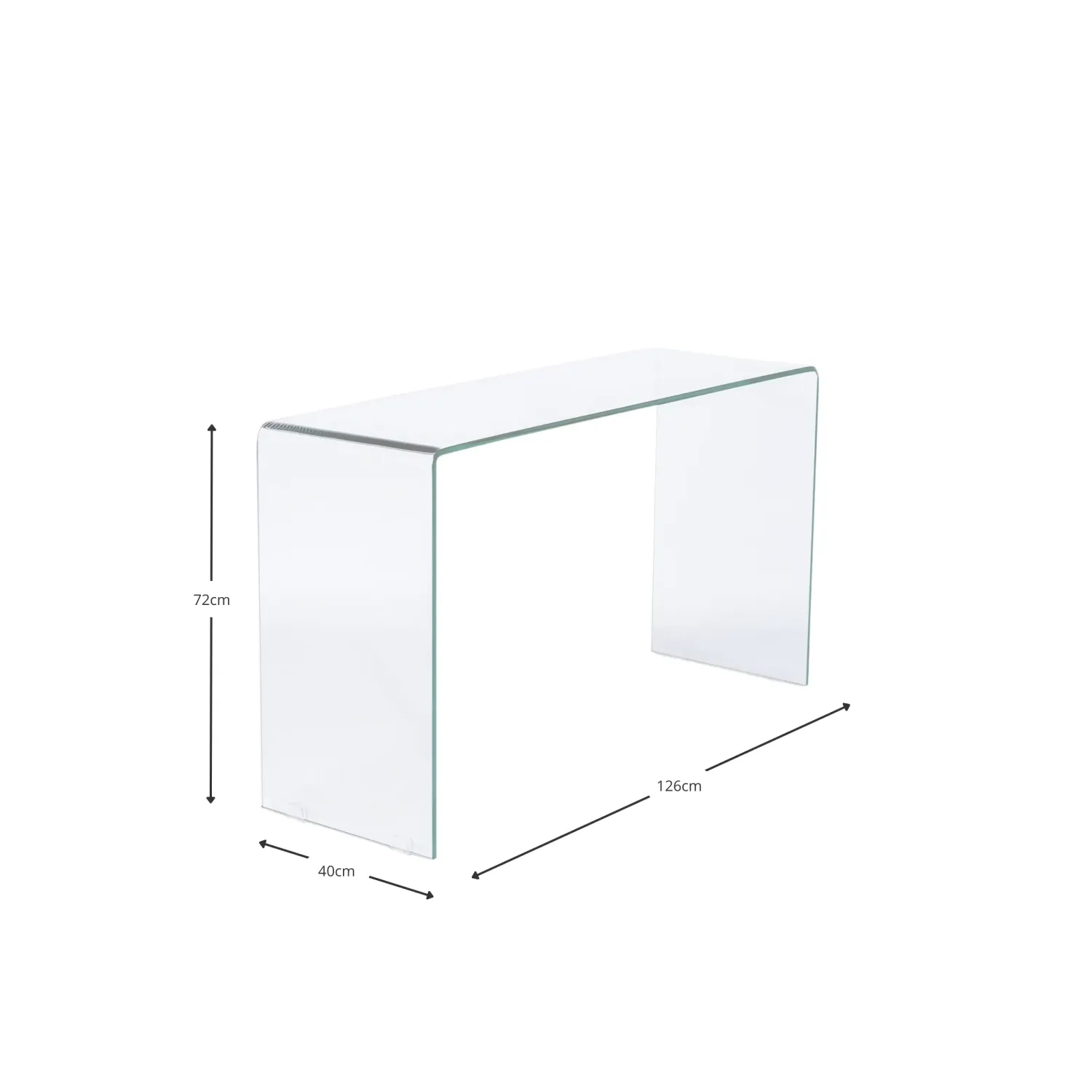 Table console Ice Console : verre trempé transparent de 12 mm