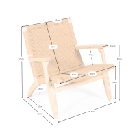 Fauteuil Catani CH25 | Design scandinave en frêne et corde naturelle