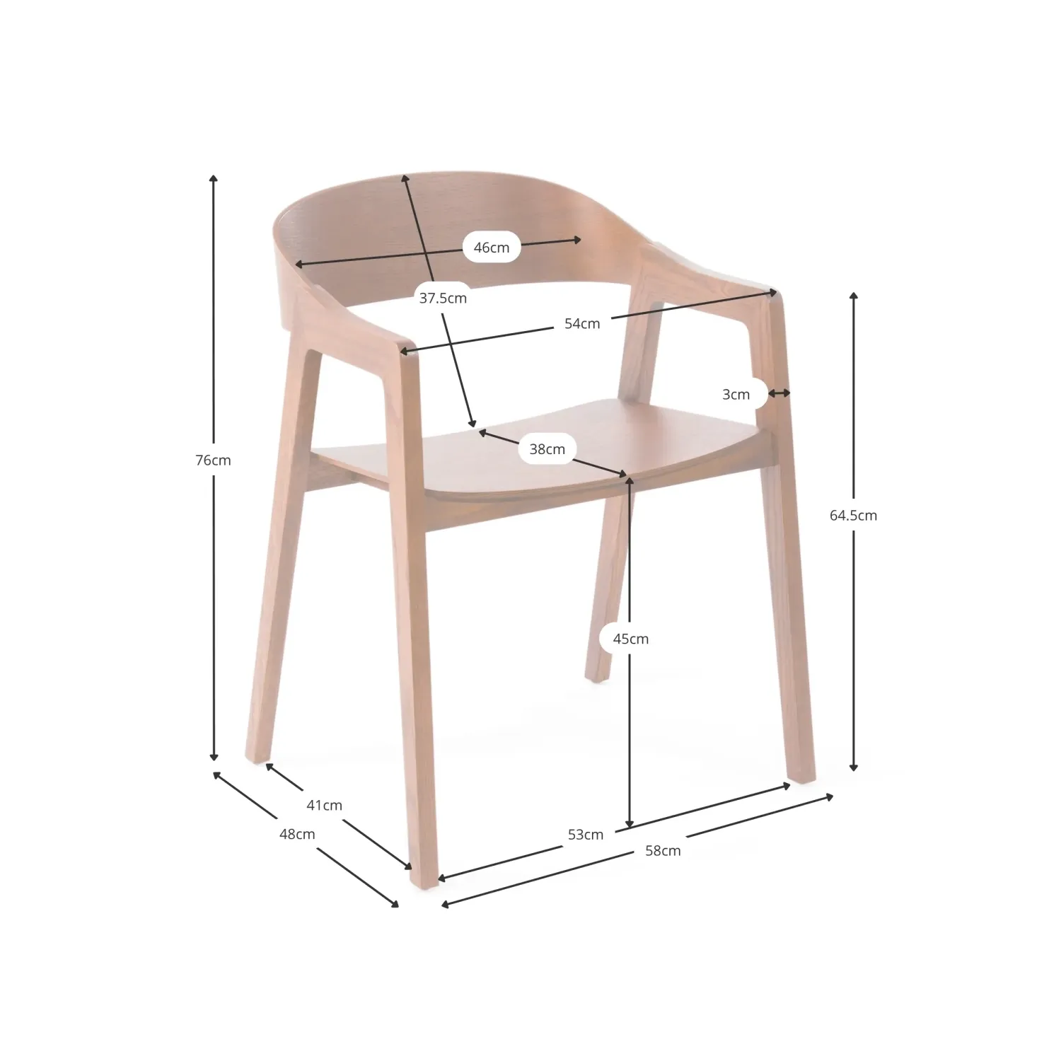 Chaise nordique en chêne avec accoudoirs Soho | Scandinavian Minimalist Design