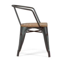Bistro Chaise en bois à accoudoirs | Chaise industrielle avec accoudoirs et assise en bois