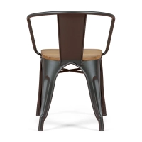 Bistro Arms Wood Chair | Industrial Chair with Armrests and Wooden Seat