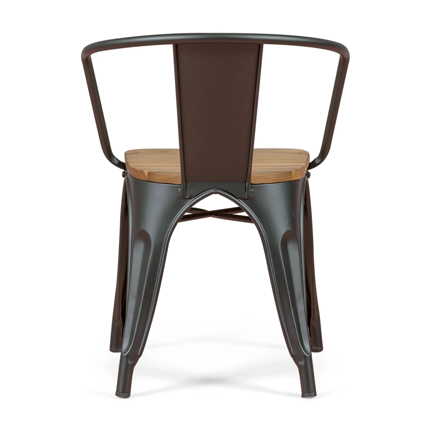 Bistro Silla de madera con brazos | Silla industrial con brazos y asiento de madera