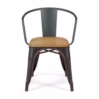 Bistro Chaise en bois à accoudoirs | Chaise industrielle avec accoudoirs et assise en bois