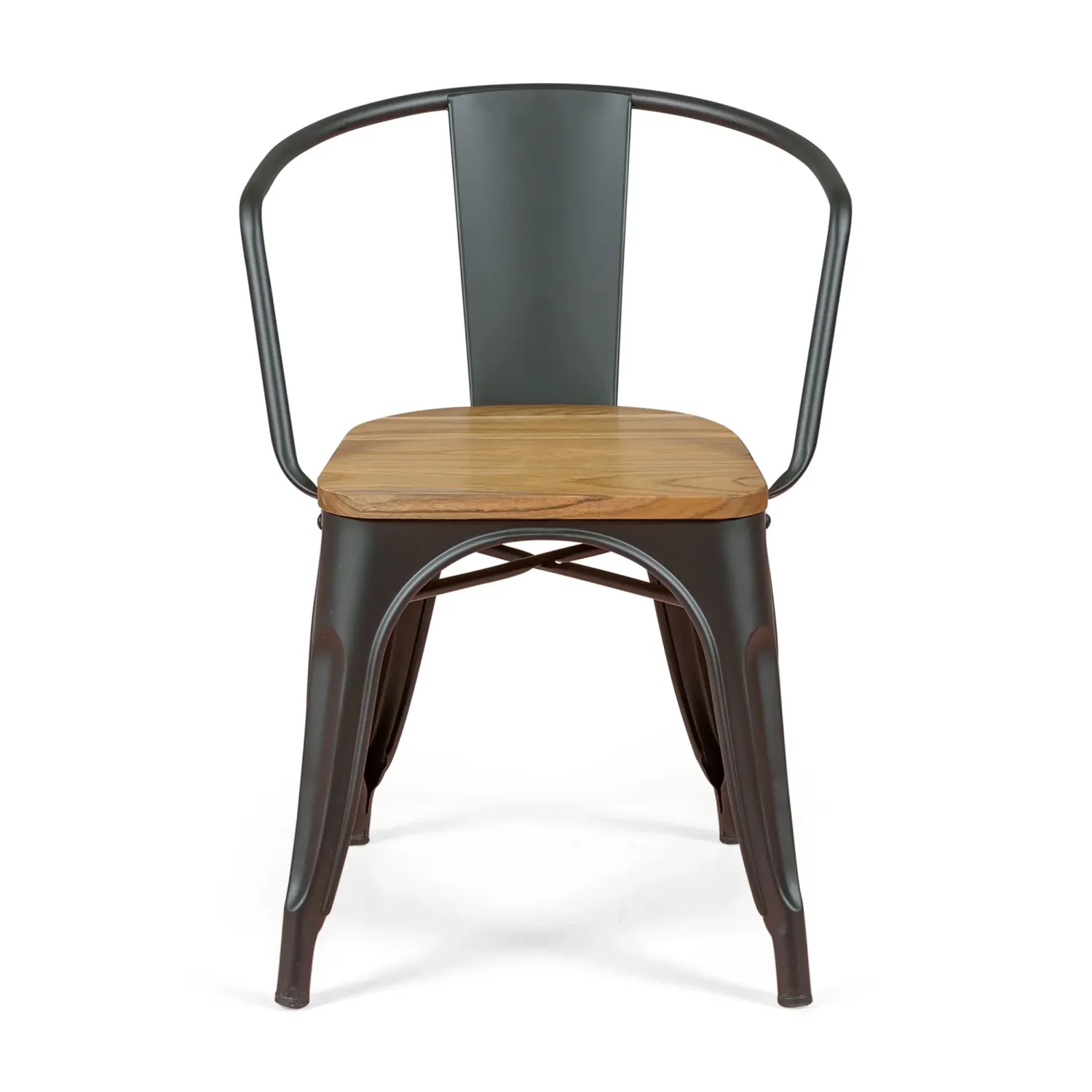 Bistro Chaise en bois à accoudoirs | Chaise industrielle avec accoudoirs et assise en bois