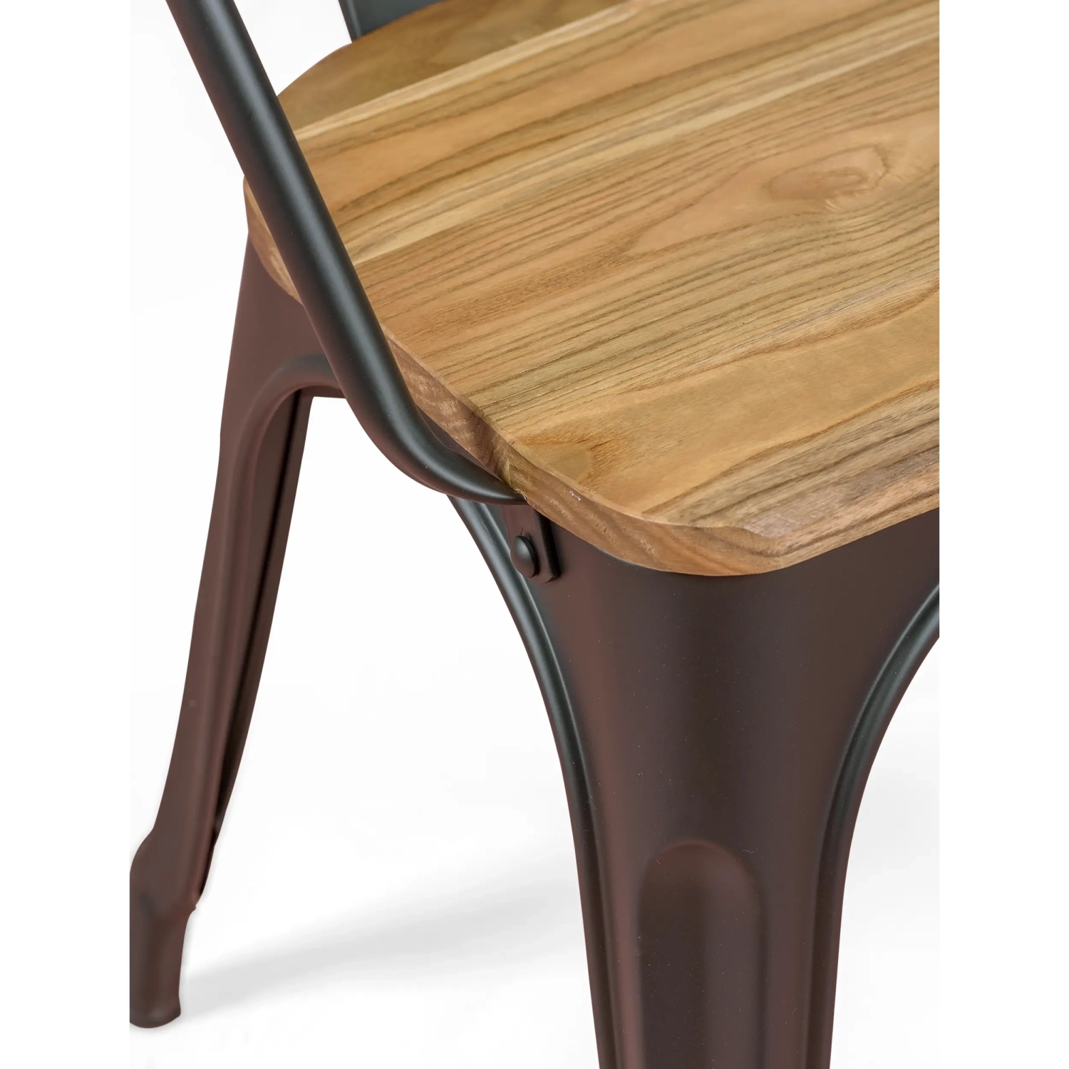 Bistro Sedia con braccioli in legno | Sedia industriale con braccioli e seduta in legno