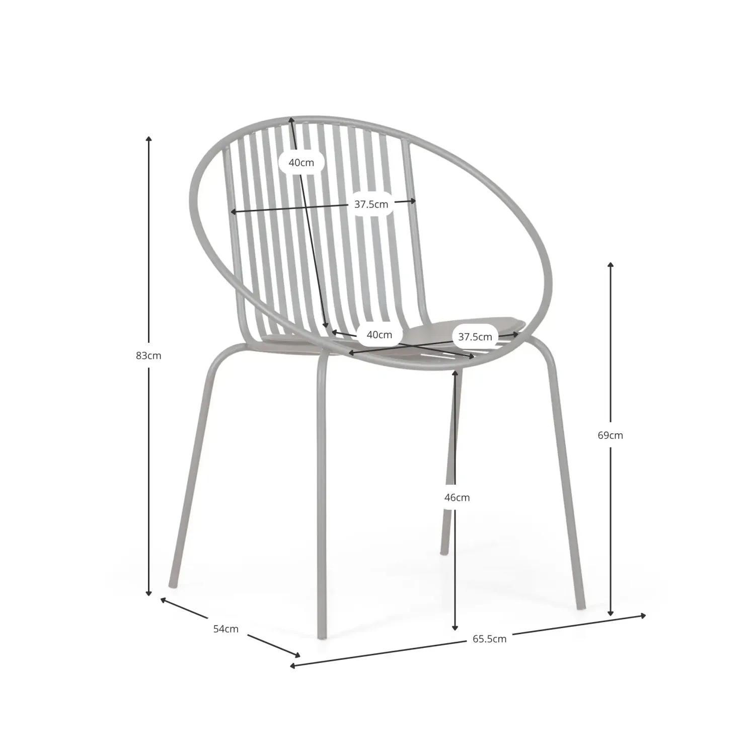 Chaise en métal Bali - Robuste et moderne pour l'intérieur et l'extérieur - - Bali Meubles Concept