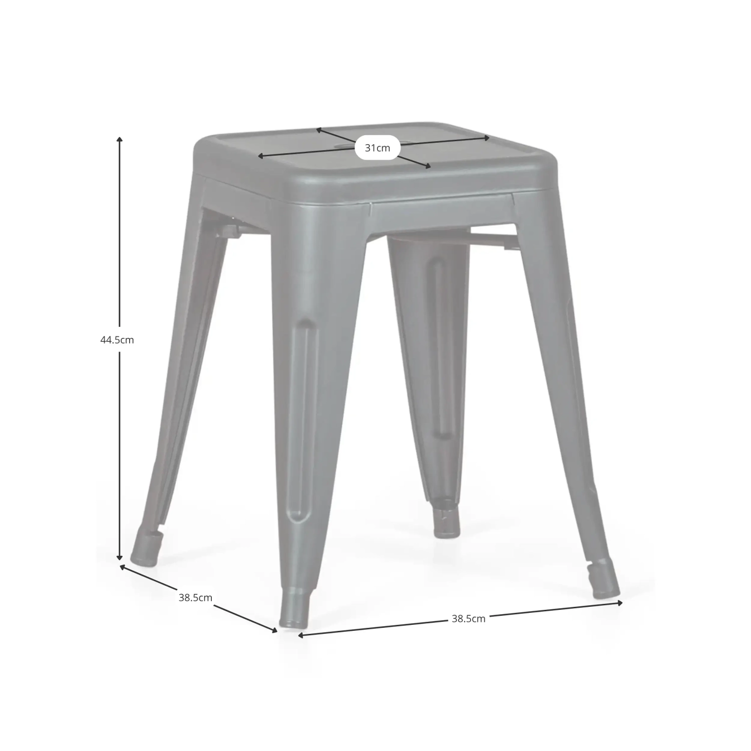 Kruk industrieel Bistro 45CM Mat - Industriële stoelen en krukken