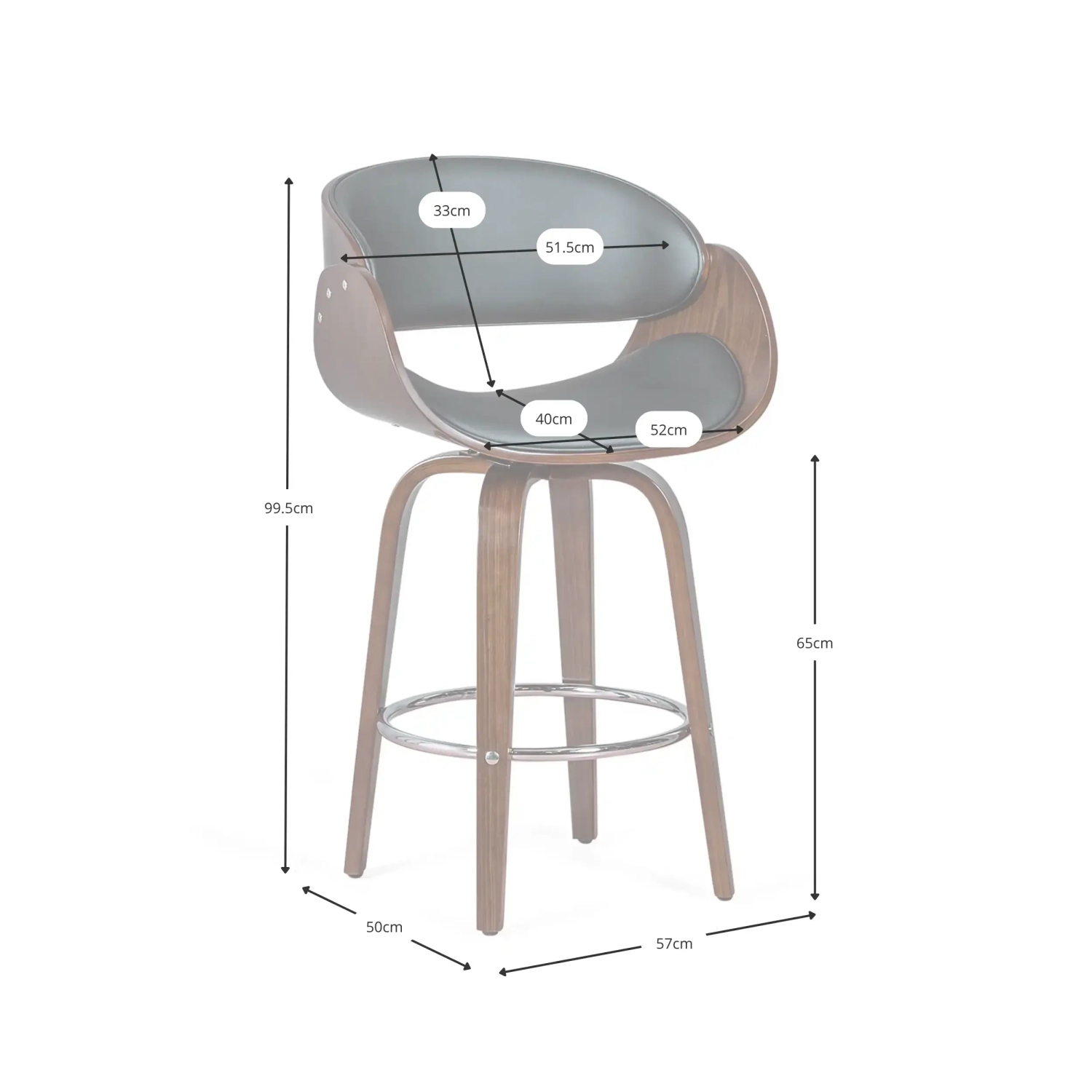 Stool Burrow 66 cm - Elegant and comfortable stool scandinavian in eco-leather- Mueble Design