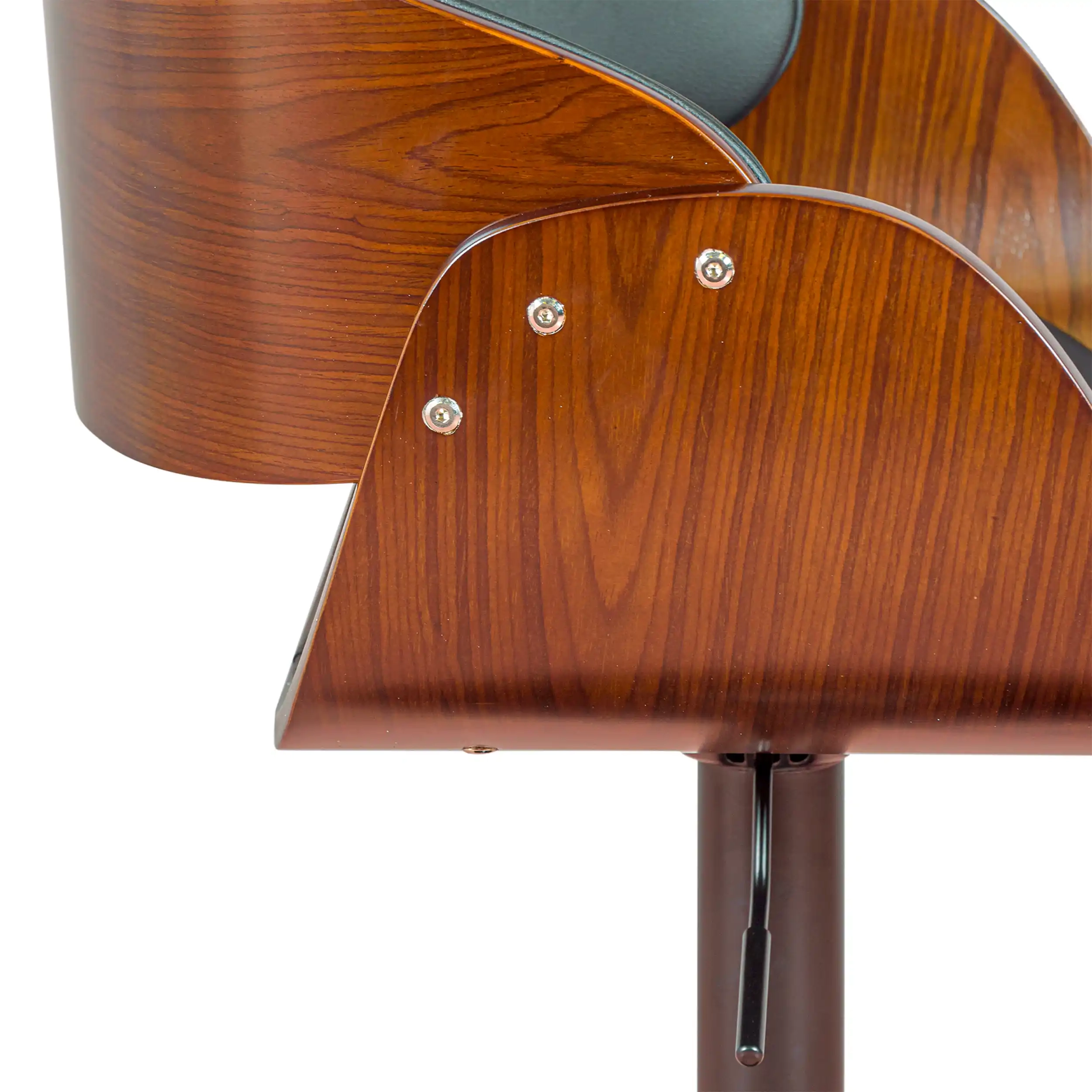 Tabouret Burrow Lift Walnut - Coussin en simili cuir noir - Style Scandinave