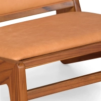 Křeslo do obývacího pokoje Compass čalouněné dřevem a kůží - Mobelarium