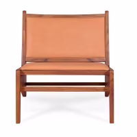 Fauteuil de salon Compass en bois et cuir - Meubles Concept