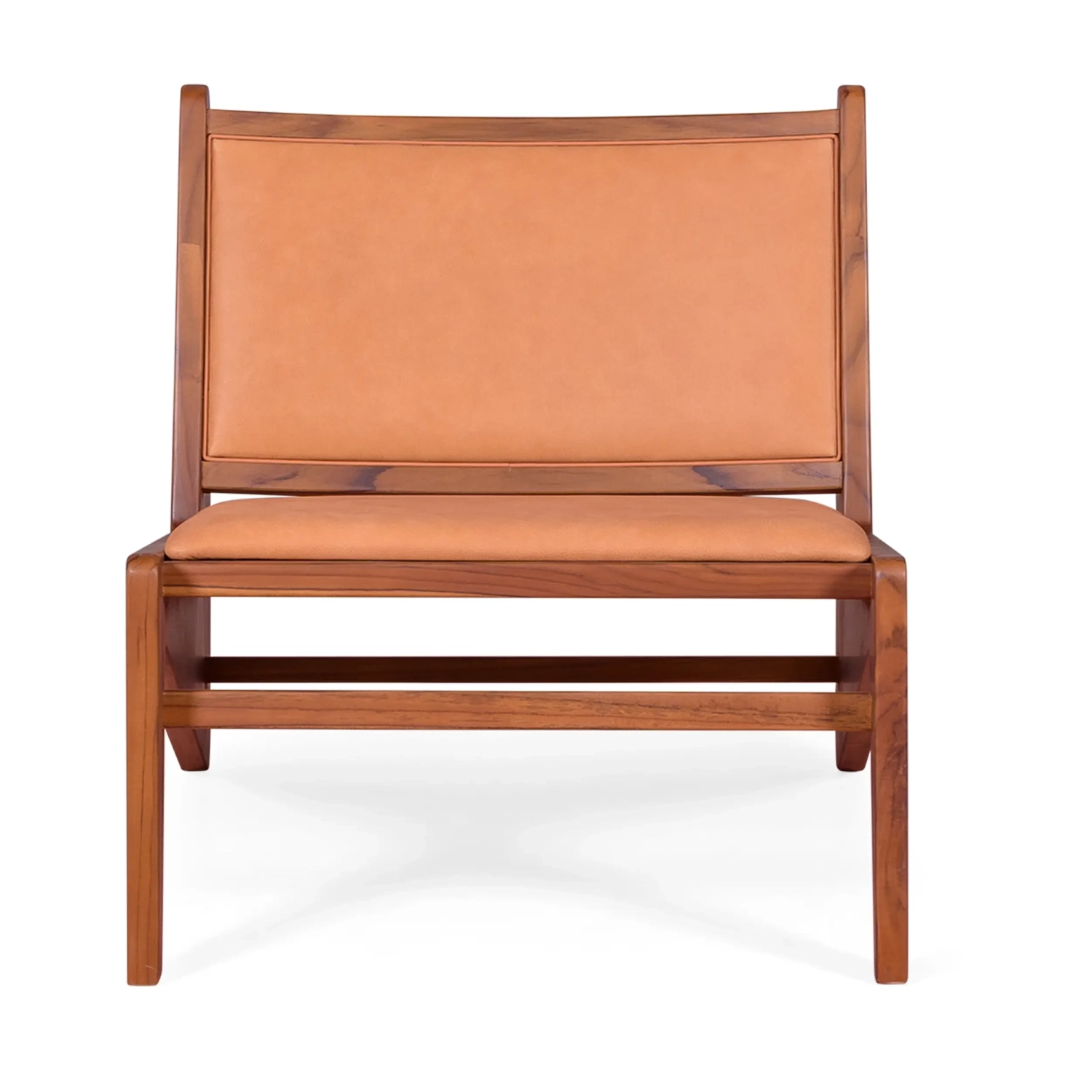 Lounge fauteuil Compass bekleed in hout en leder - Geen probleem Mobelarium