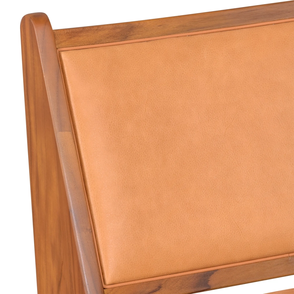 Fauteuil de salon Compass en bois et cuir - Meubles Concept