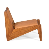 Lounge-Sessel Compass gepolstert in Holz und Leder - Mobelarium