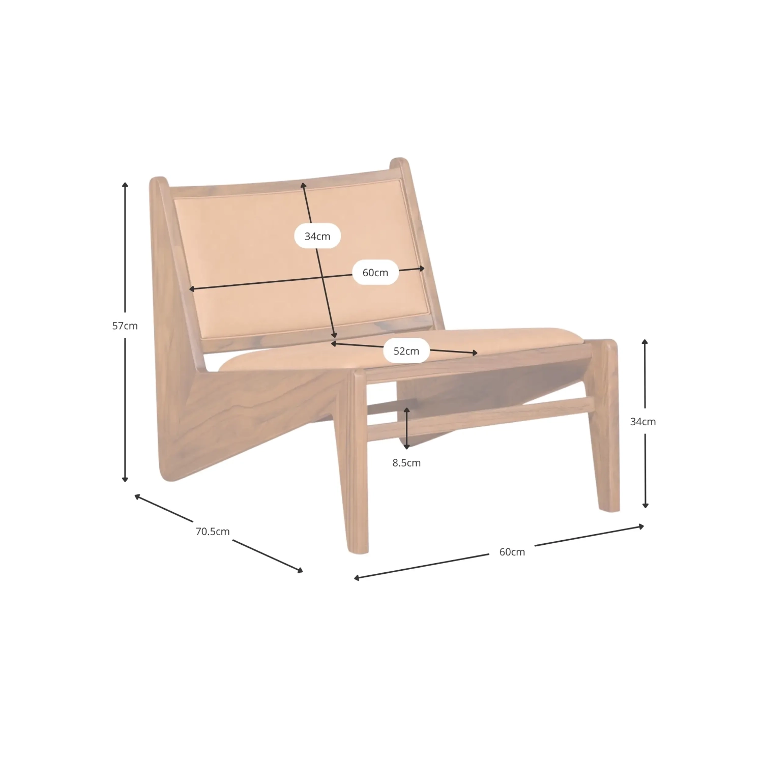 Lounge-Sessel Compass gepolstert in Holz und Leder - Mobelarium