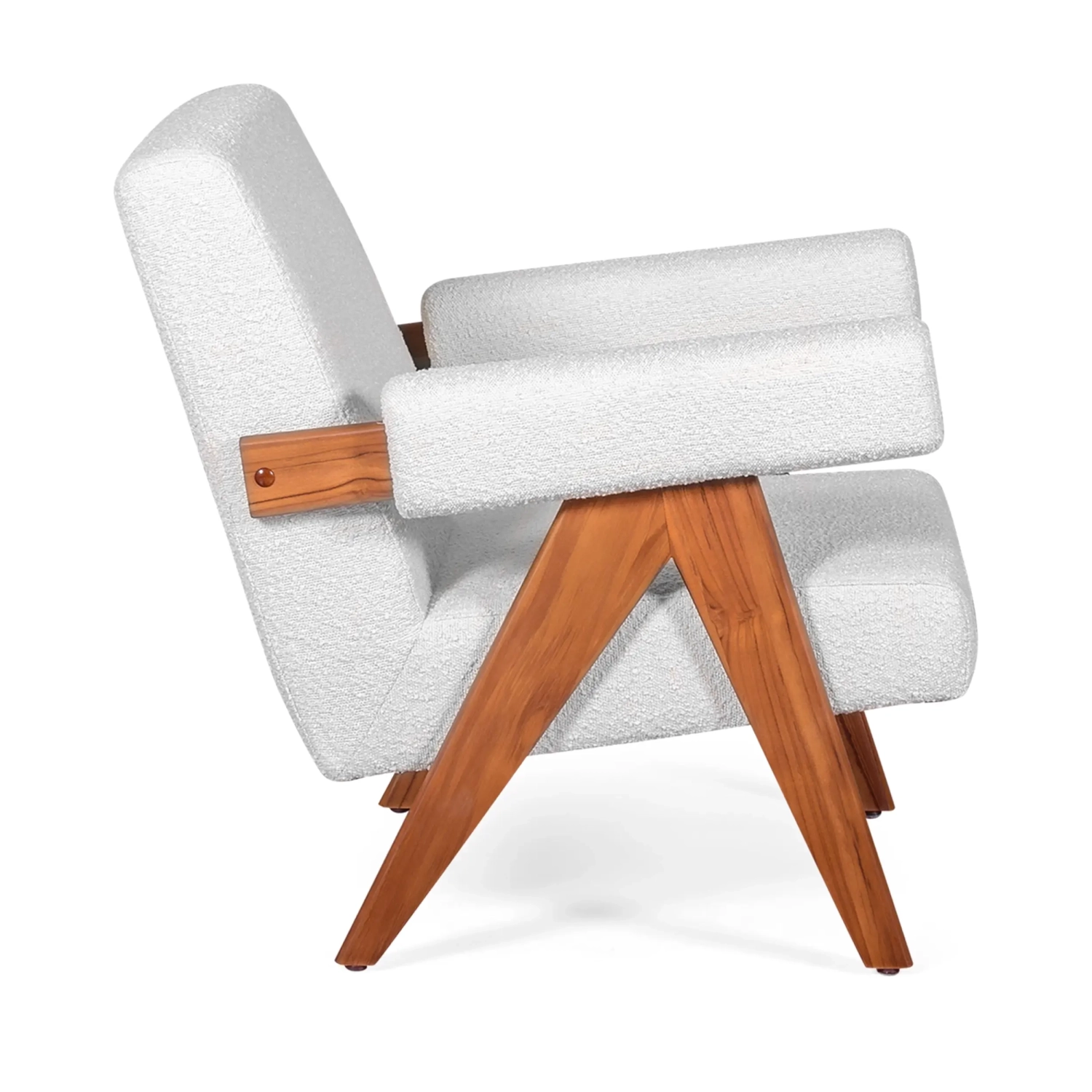Fauteuil lounge Confort Compass en bois et boucle - Meubles Concept