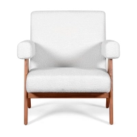 Confort Lounge Sessel Compass aus Holz und Boucle - Mobelarium