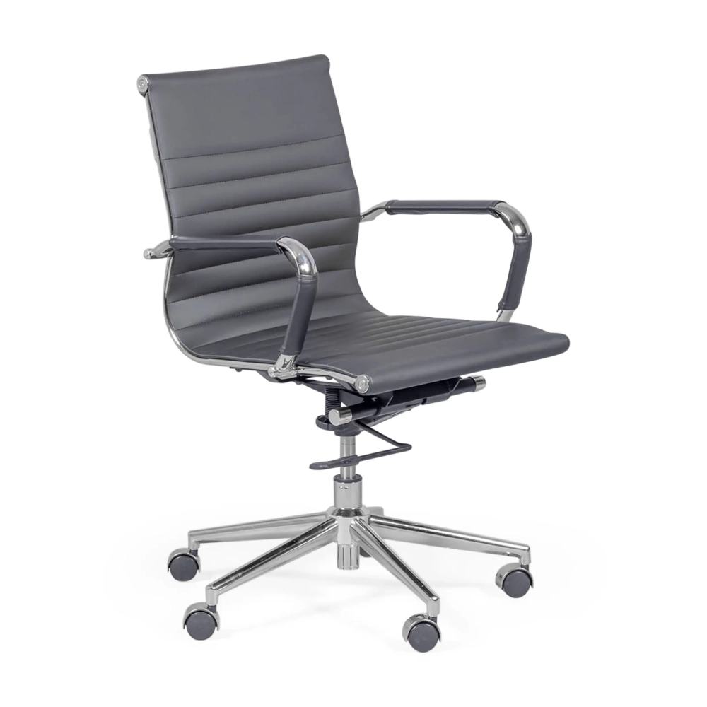 Chaise de bureau avec dossier bas | Design moderne en simili cuir et acier chromé