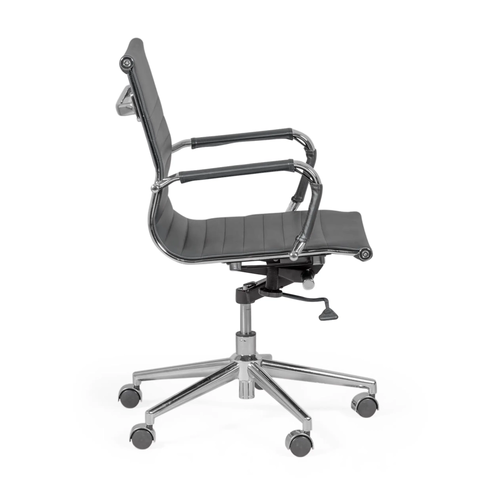 Chaise de bureau avec dossier bas | Design moderne en simili cuir et acier chromé