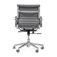 Task office chair with low backrest | Modern design in leatherette and chrome-plated steel