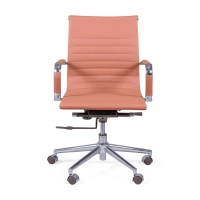 Sedia operativa per ufficio con schienale basso | Design moderno in similpelle e acciaio cromato