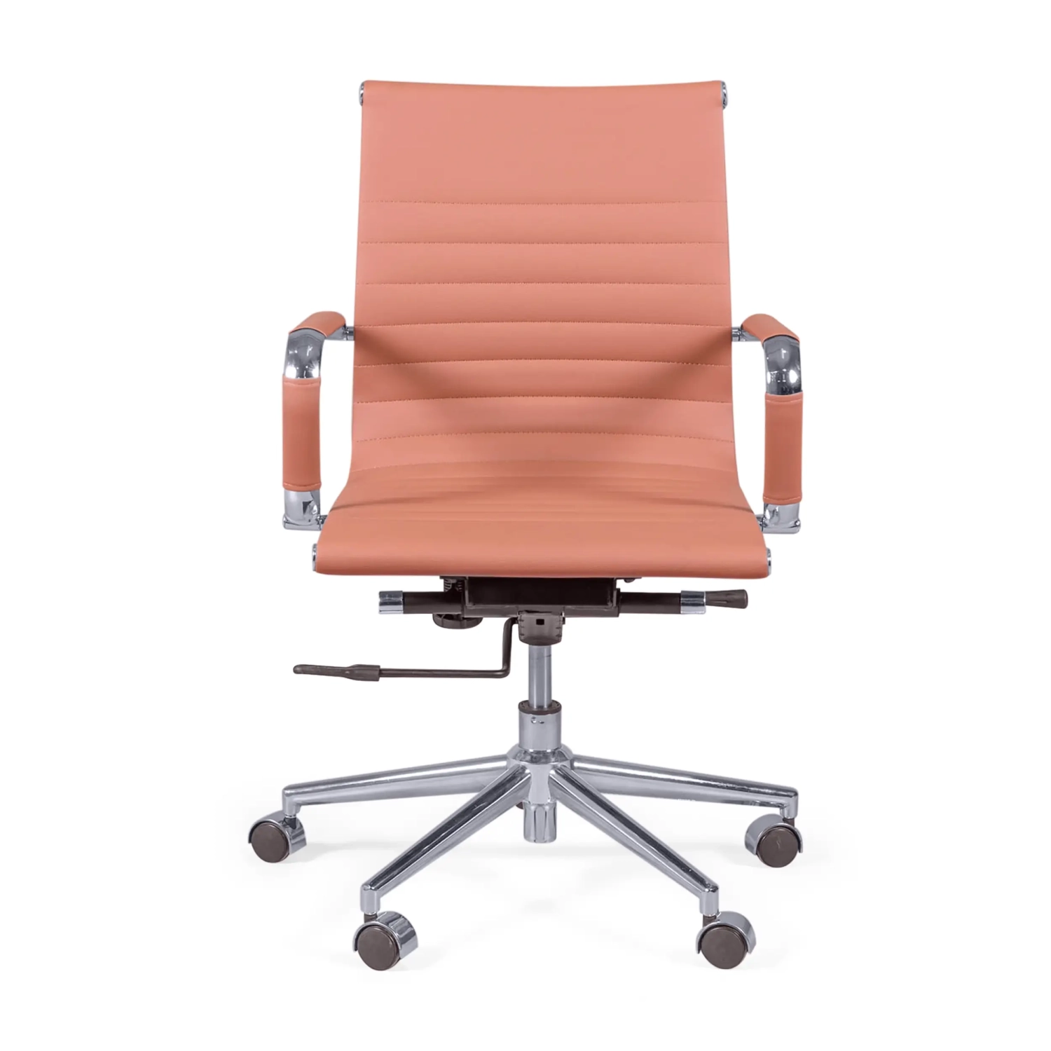 Bürostuhl mit niedriger Rückenlehne | Modernes Design aus Kunstleder und verchromtem Stahl