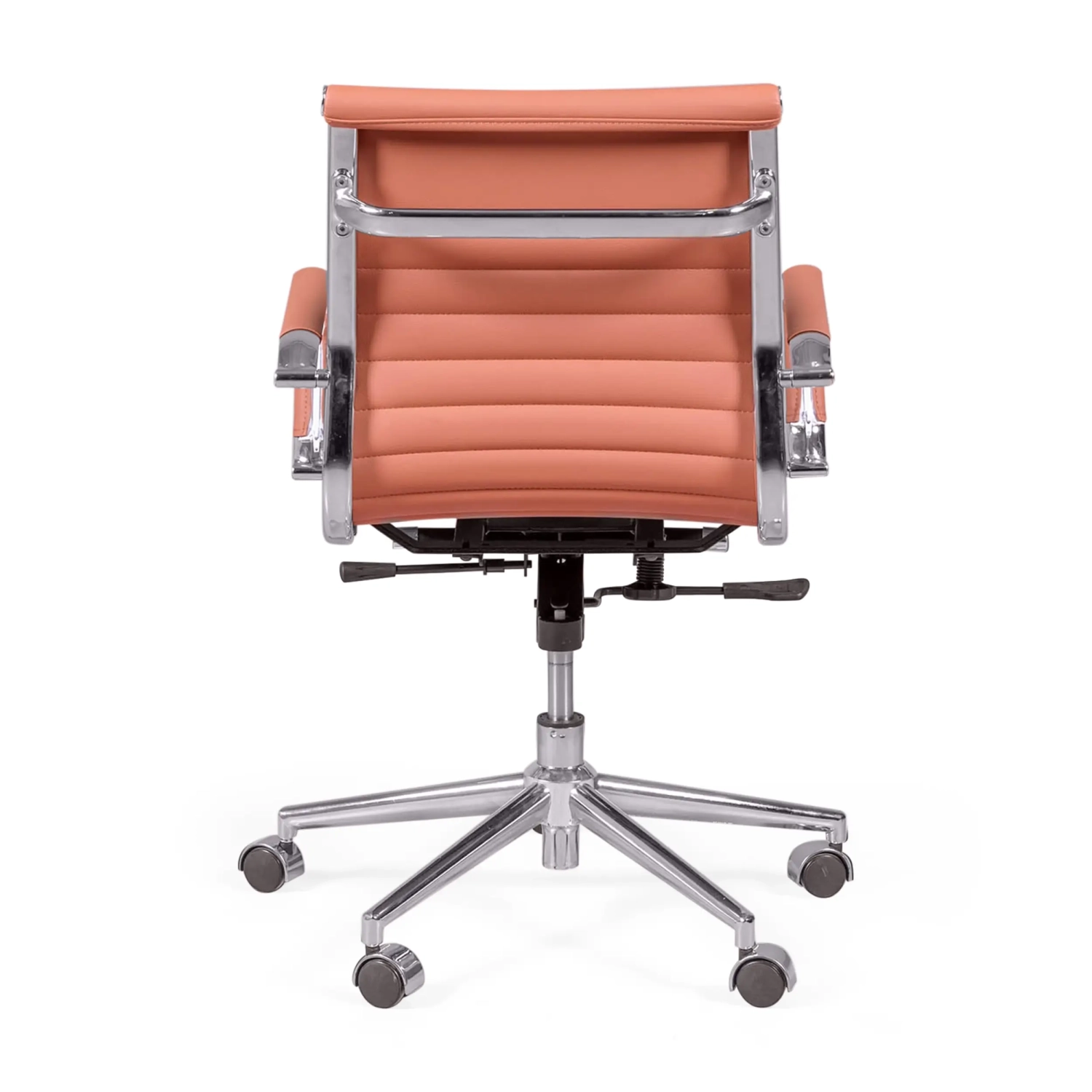 Kontorsstol med lågt ryggstöd | Modern design i konstläder och förkromat stål