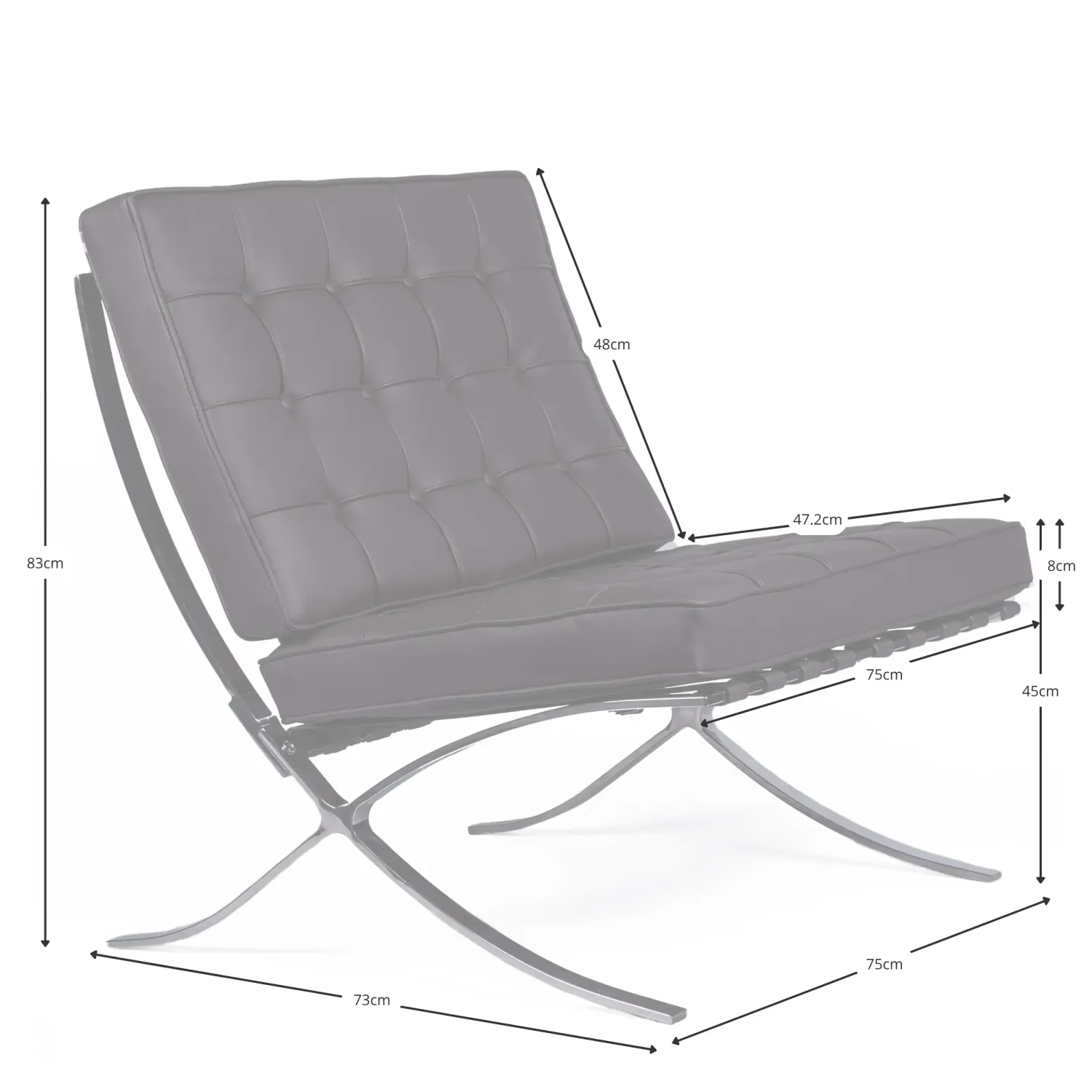 Barcelona chair Inspiration en Ecopelle - Fauteuils Design - Meubles Concept
