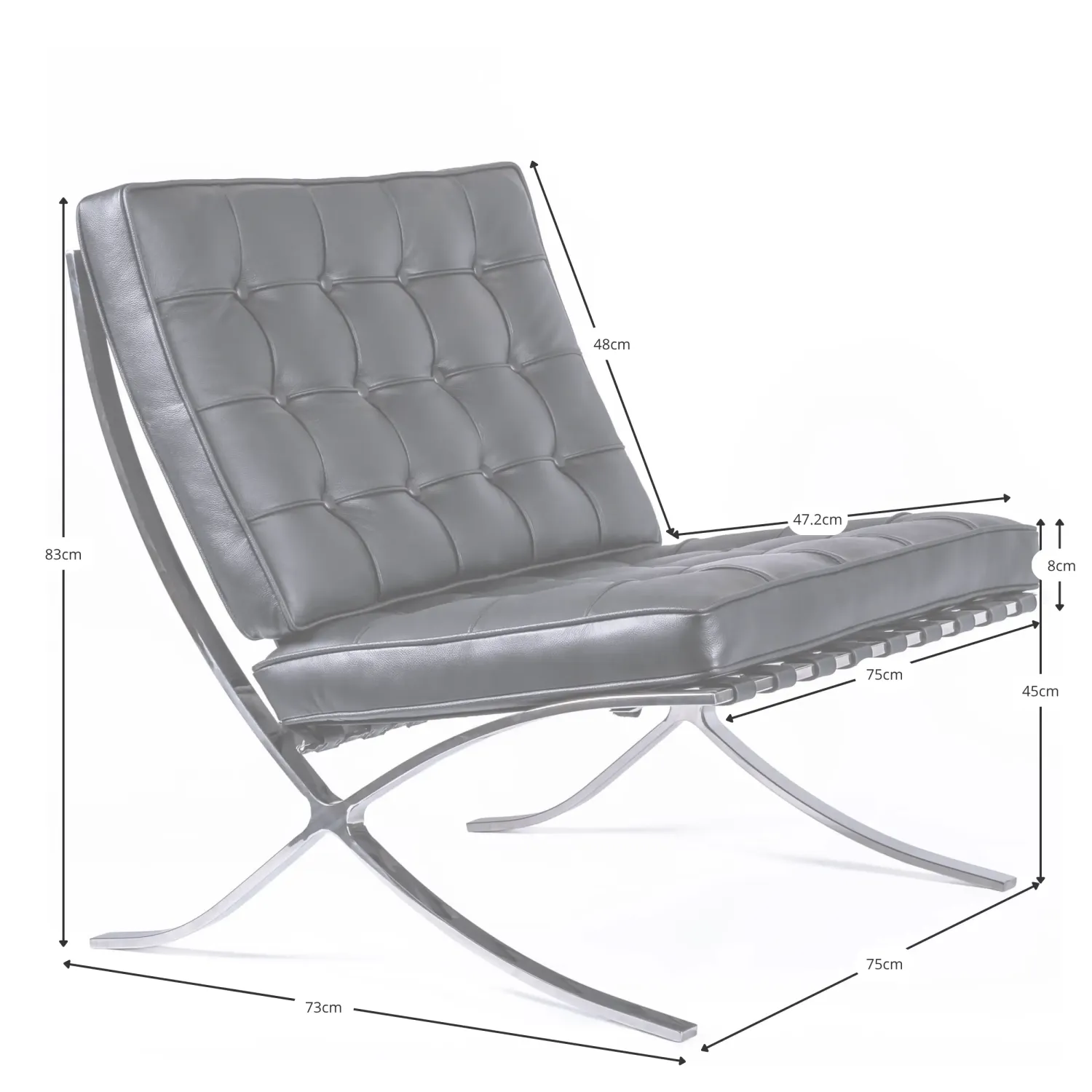 Chaise Barcelona Inspiration Cuir Italien - Fauteuils Design - Meubles Concept