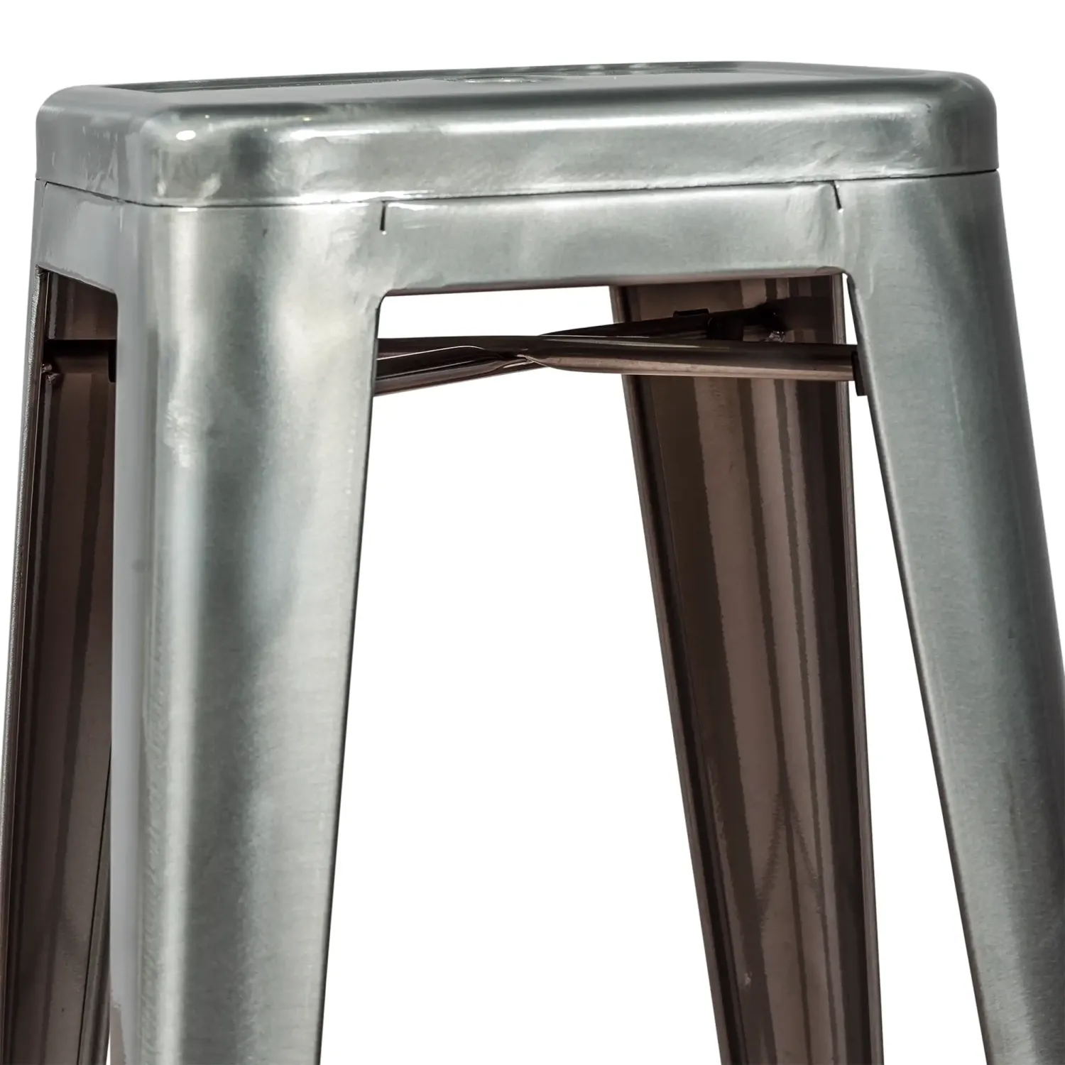 Tabouret industriel Bistro 76 cm | Acier brillant empilable