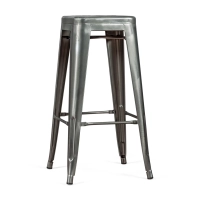 Tamborete industrial Bistro 76 cm | Aço brilhante empilhável