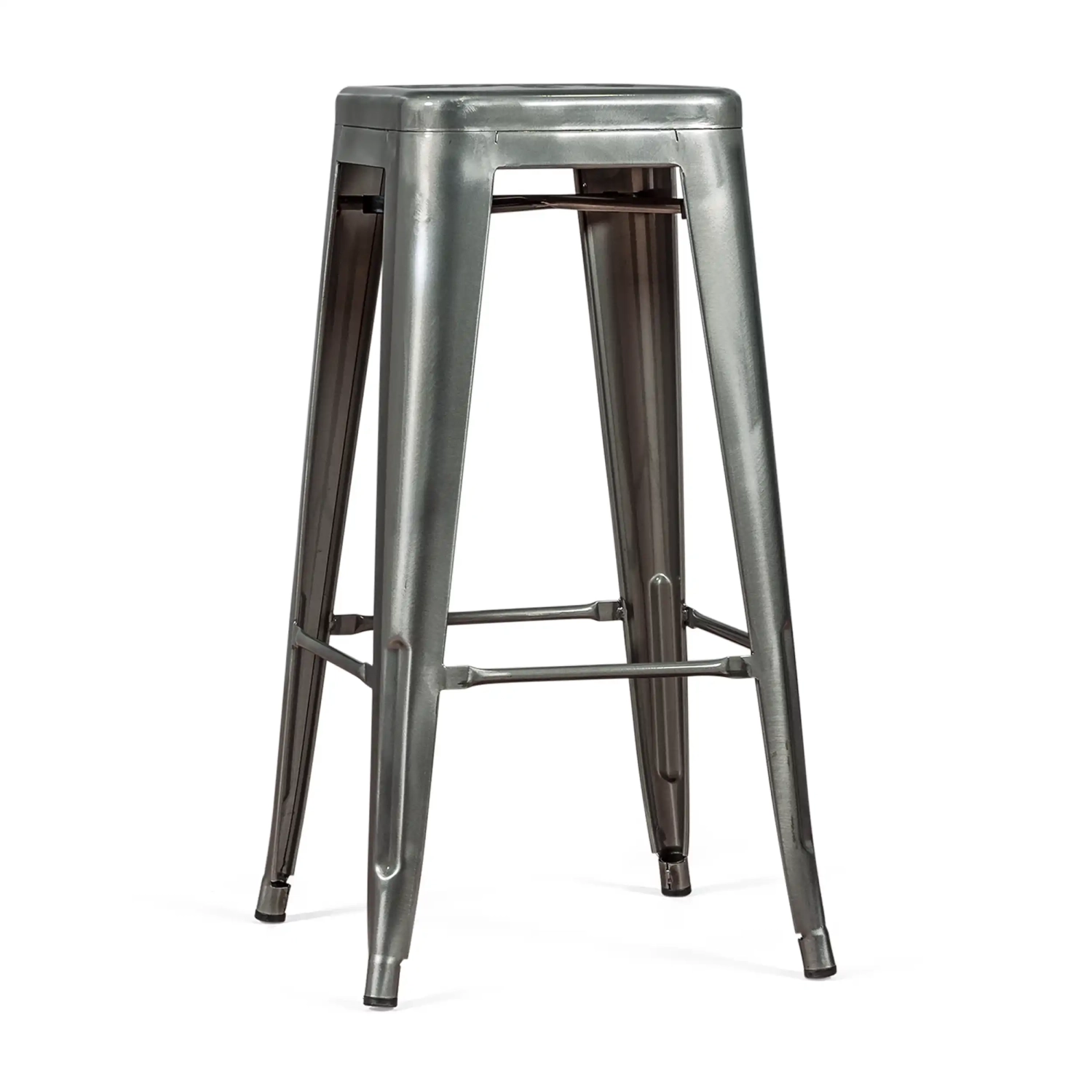 Stołek przemysłowy Bistro 76 cm | Jasna stal z możliwością sztaplowania